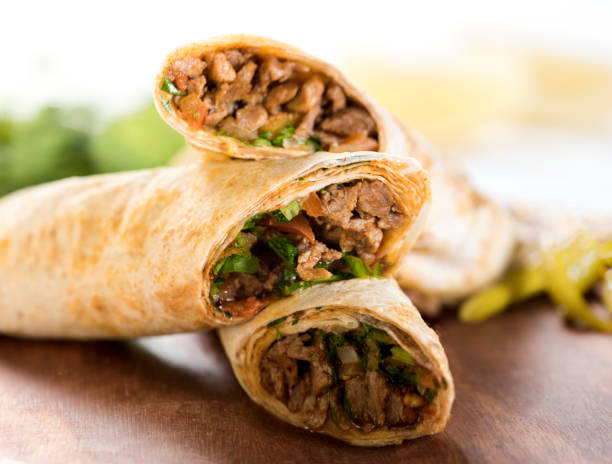 Tantuni meat with a Turkish kebab